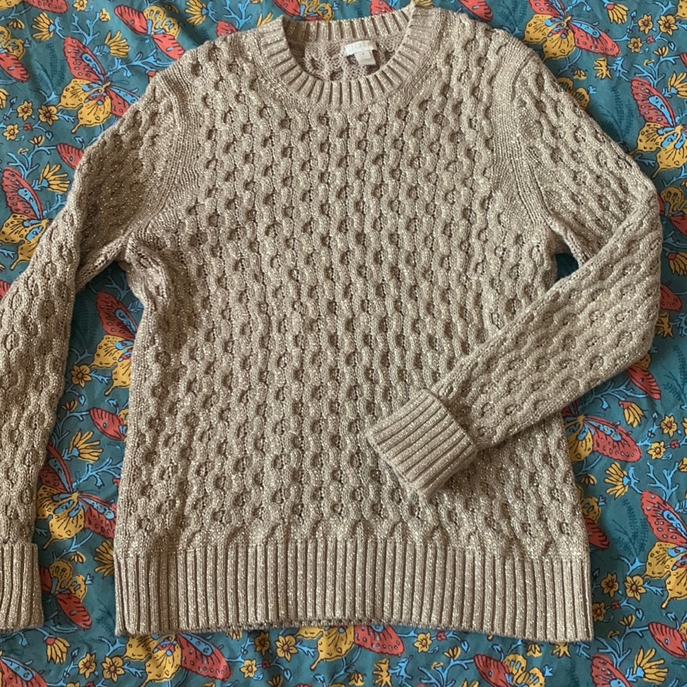 J Crew Sparkly Cable Knit Sweater